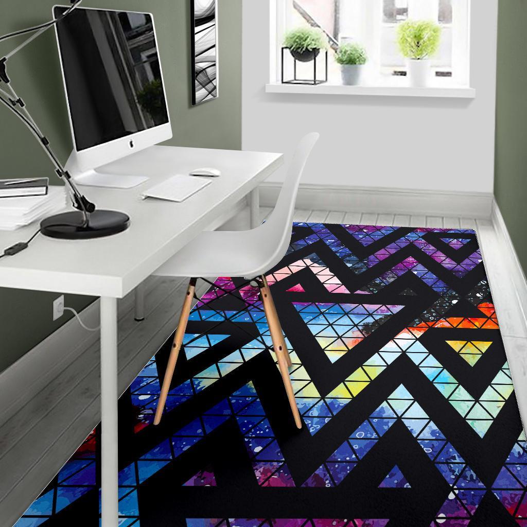 Black Triangle Galaxy Space Print Area Rug