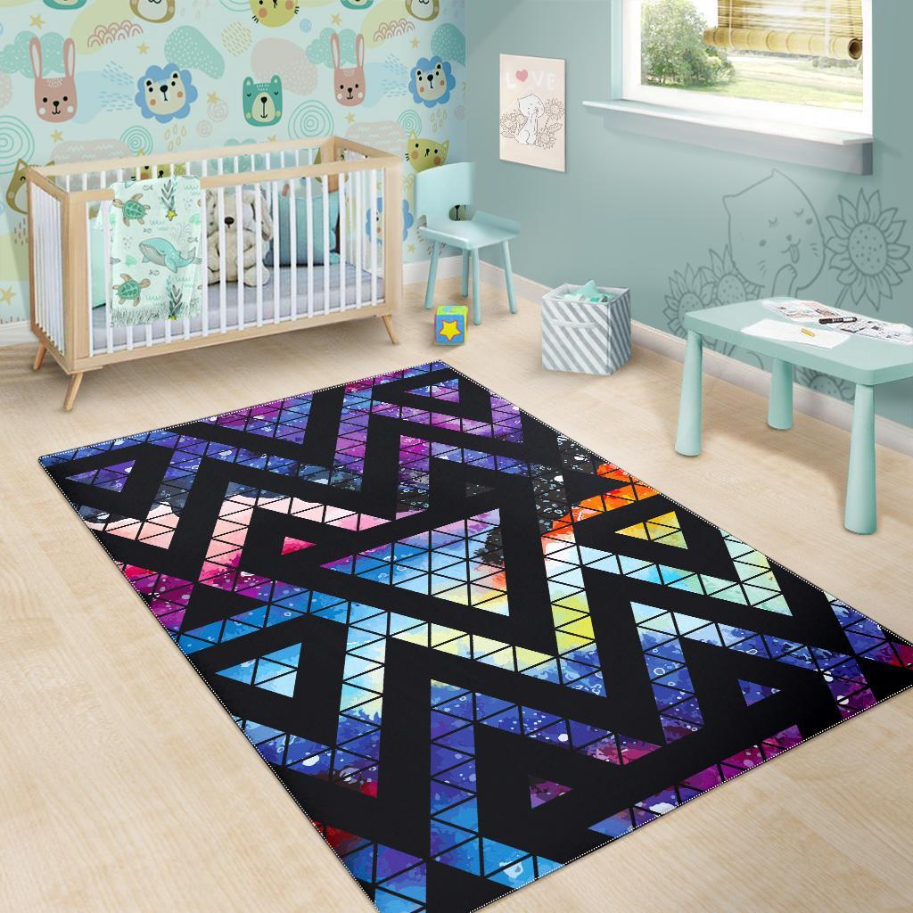 Black Triangle Galaxy Space Print Area Rug