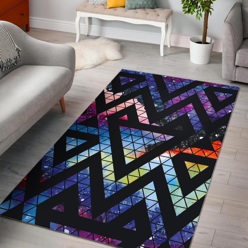 Black Triangle Galaxy Space Print Area Rug