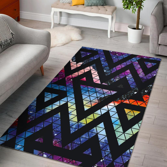 Black Triangle Galaxy Space Print Area Rug