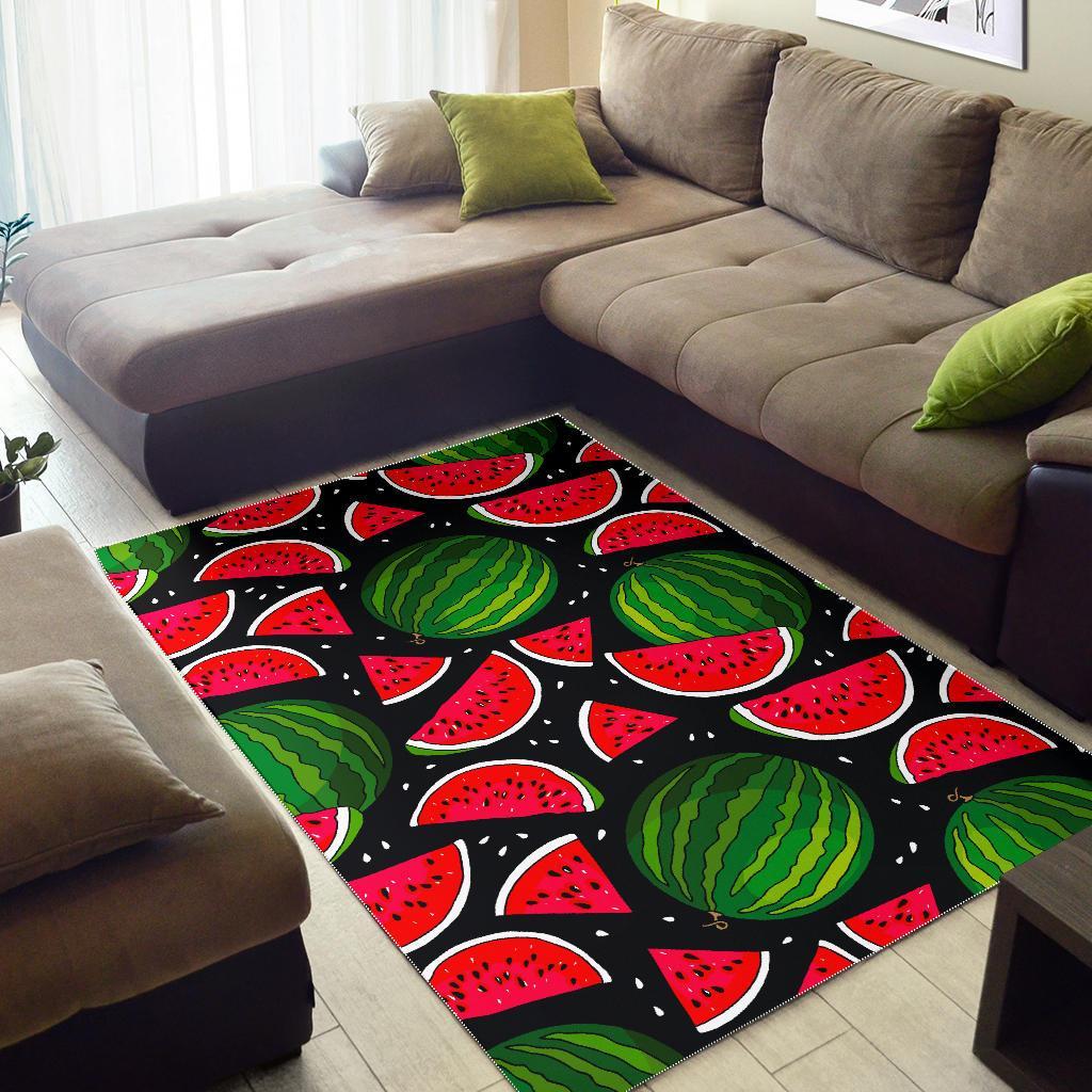 Black Watermelon Pieces Pattern Print Area Rug