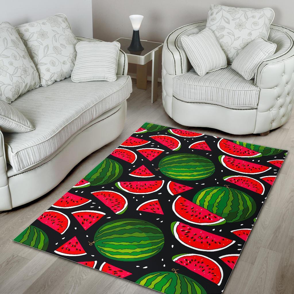 Black Watermelon Pieces Pattern Print Area Rug