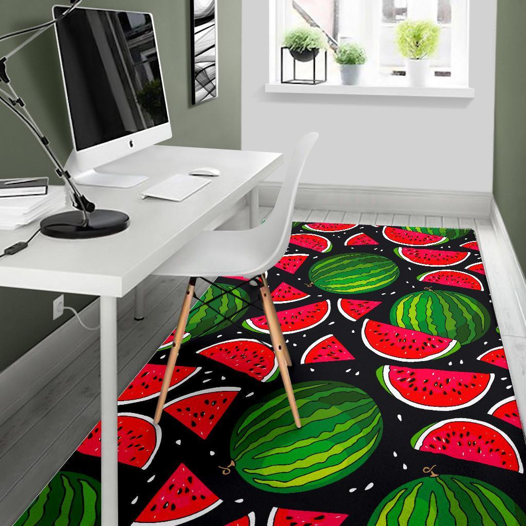 Black Watermelon Pieces Pattern Print Area Rug