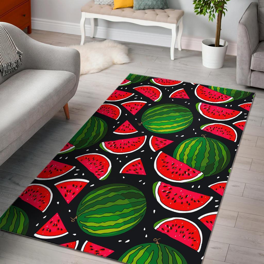 Black Watermelon Pieces Pattern Print Area Rug