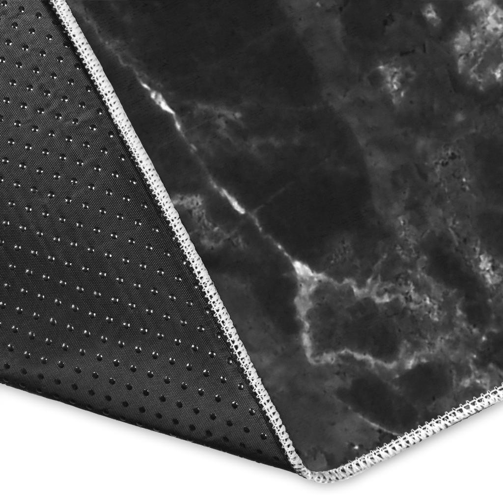 Black White Smoke Marble Print Area Rug