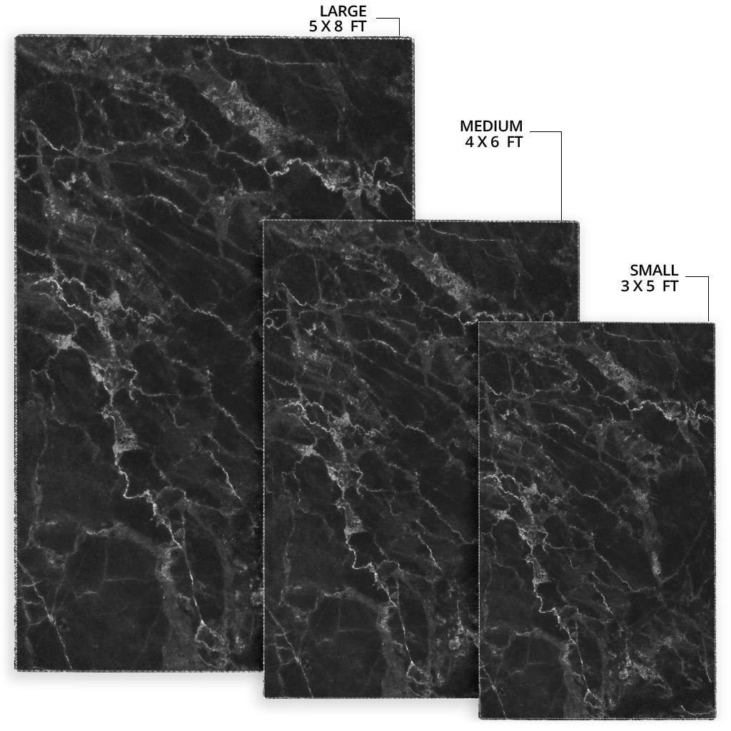 Black White Smoke Marble Print Area Rug