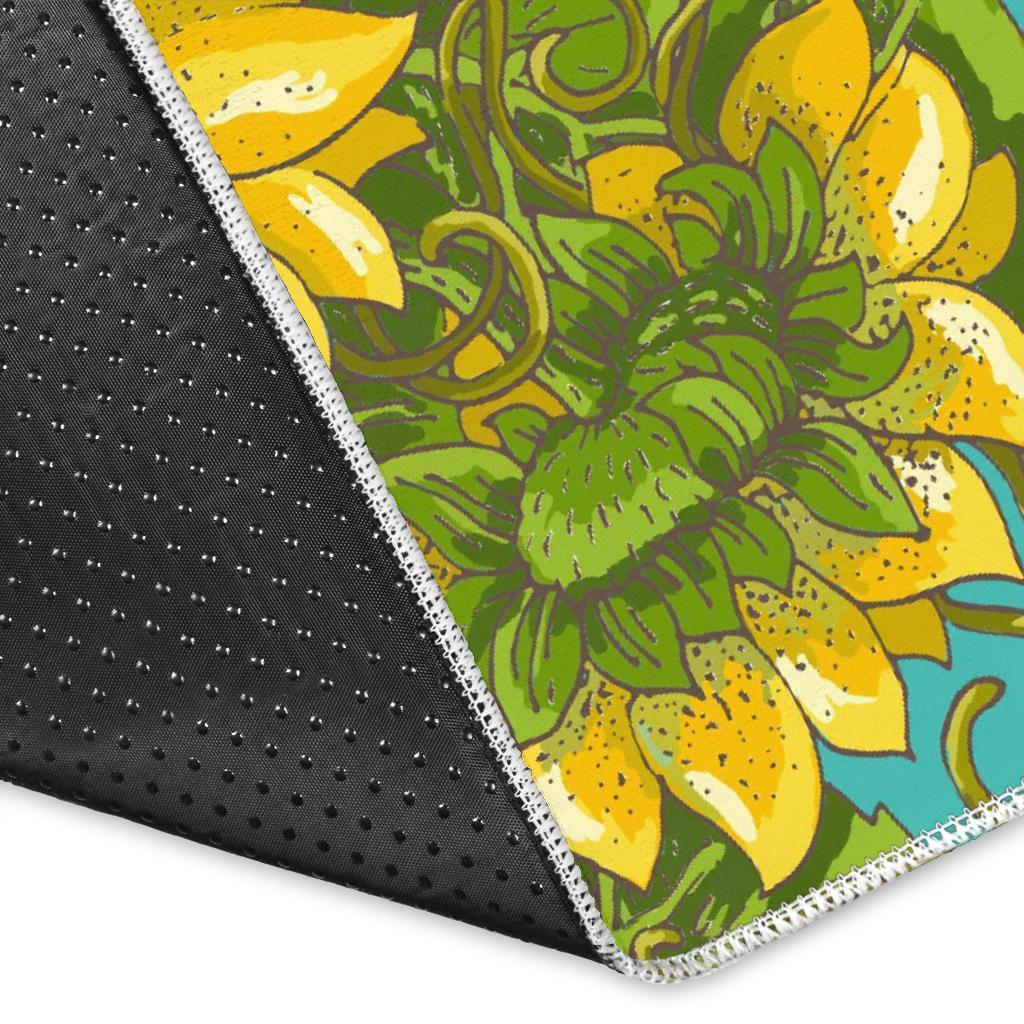 Blooming Sunflower Pattern Print Area Rug