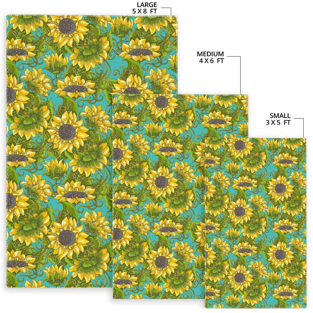 Blooming Sunflower Pattern Print Area Rug