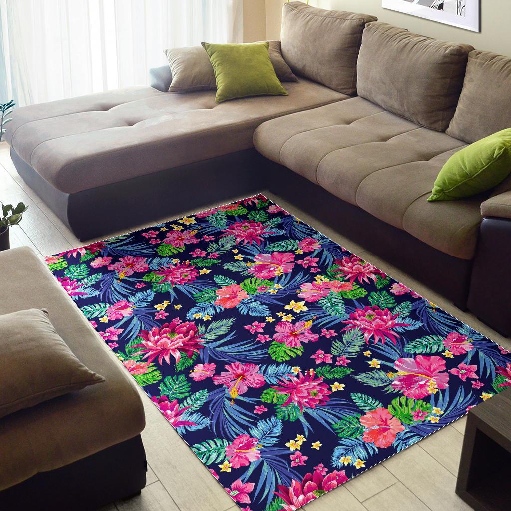 Blossom Tropical Flower Pattern Print Area Rug