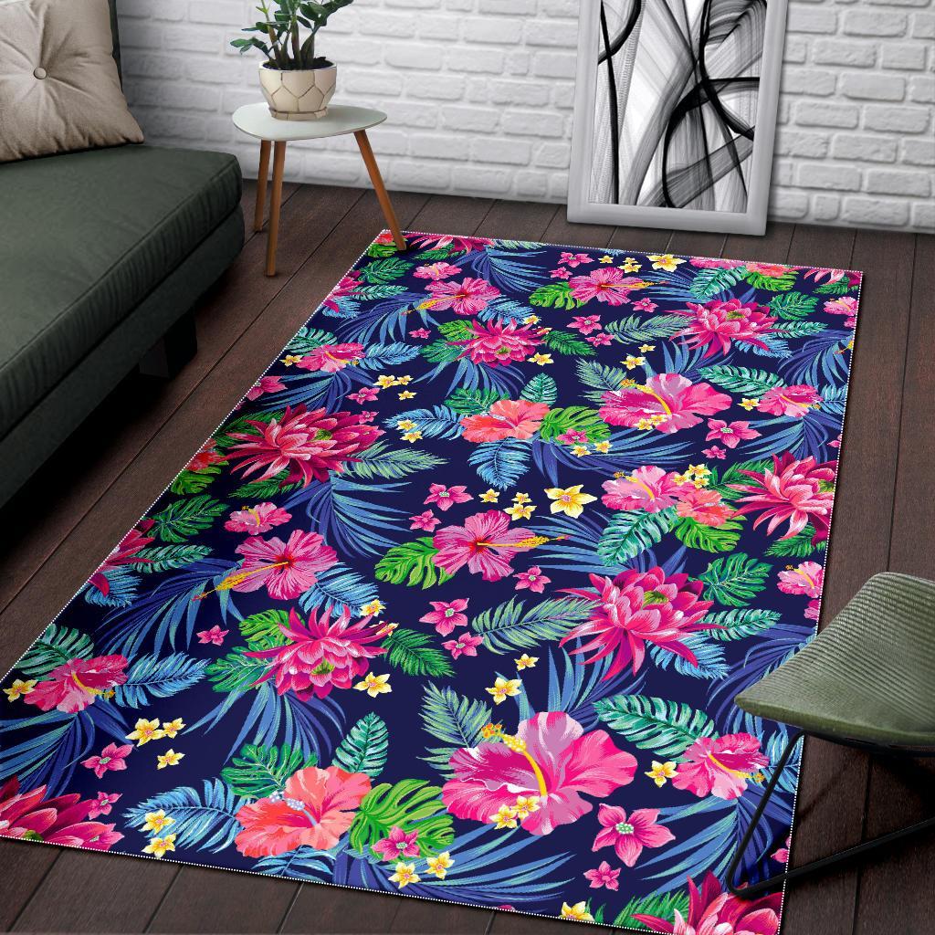 Blossom Tropical Flower Pattern Print Area Rug