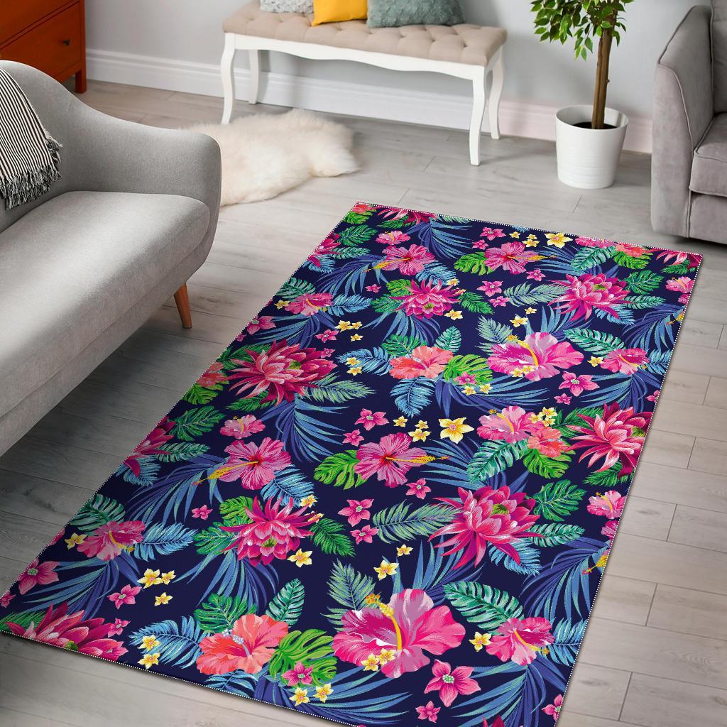 Blossom Tropical Flower Pattern Print Area Rug