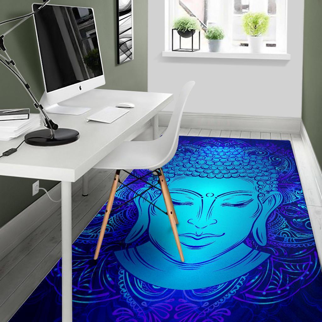 Blue Buddha Print Area Rug
