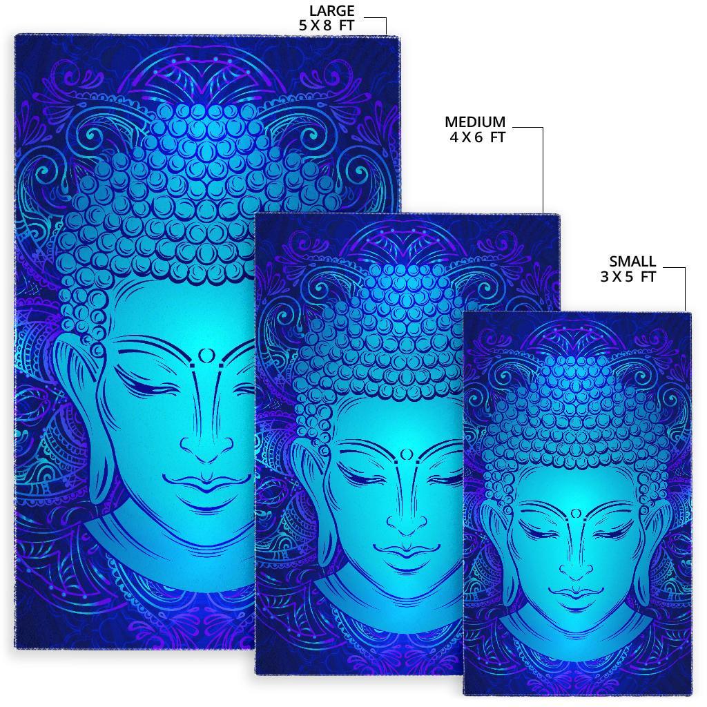 Blue Buddha Print Area Rug