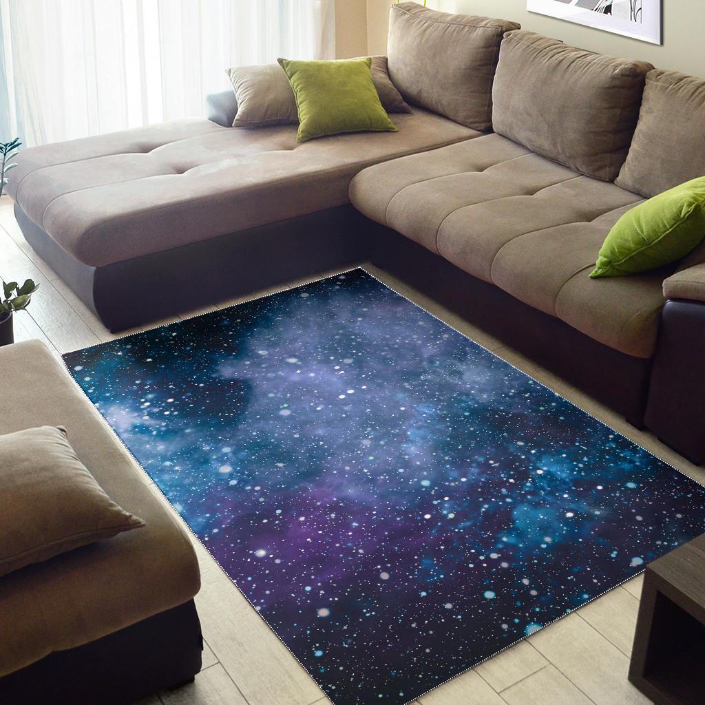 Blue Cloud Starfield Galaxy Space Print Area Rug