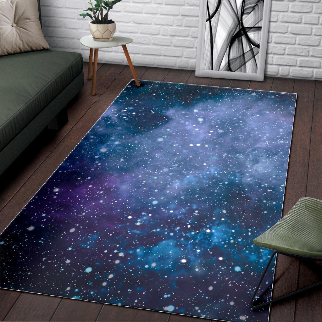 Blue Cloud Starfield Galaxy Space Print Area Rug