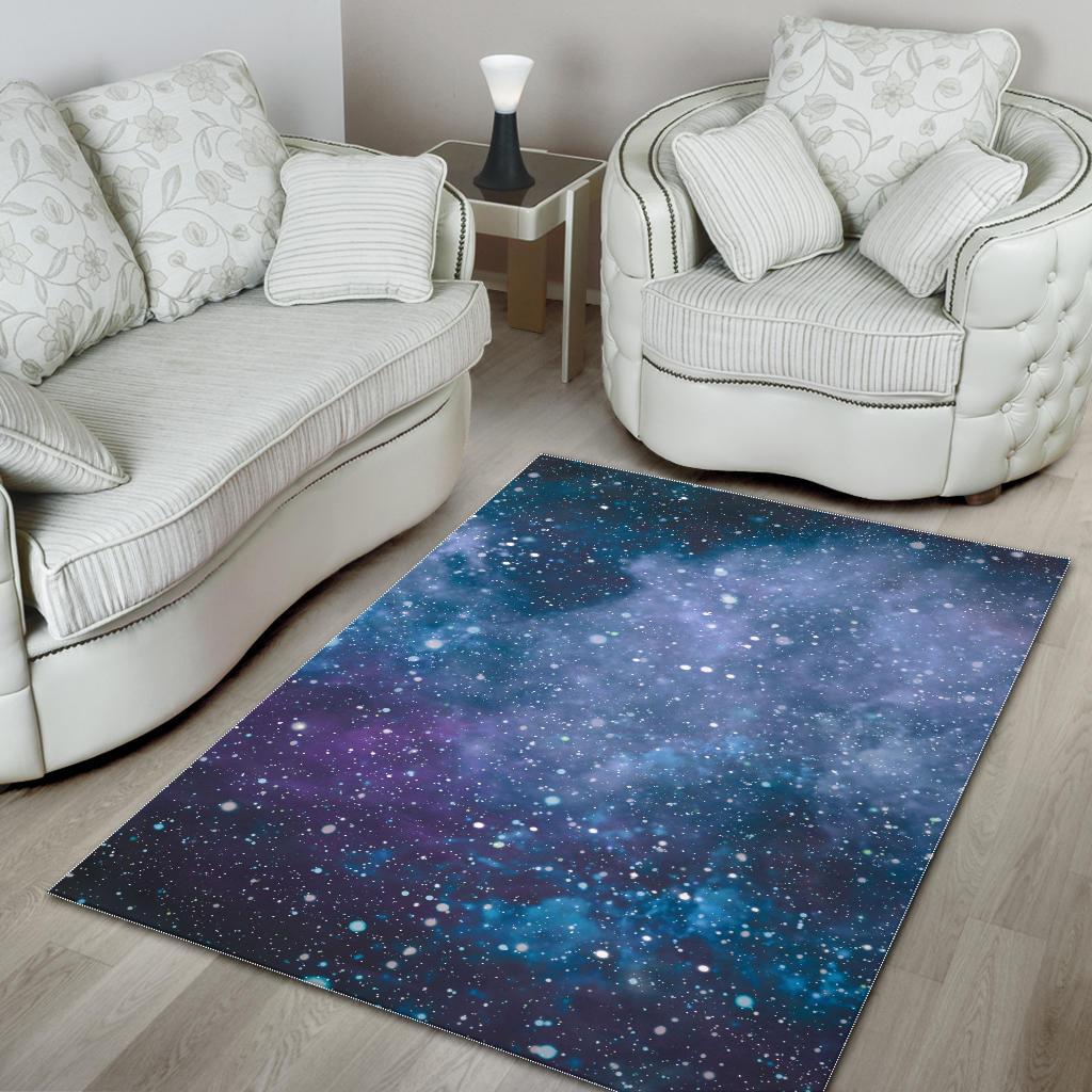 Blue Cloud Starfield Galaxy Space Print Area Rug