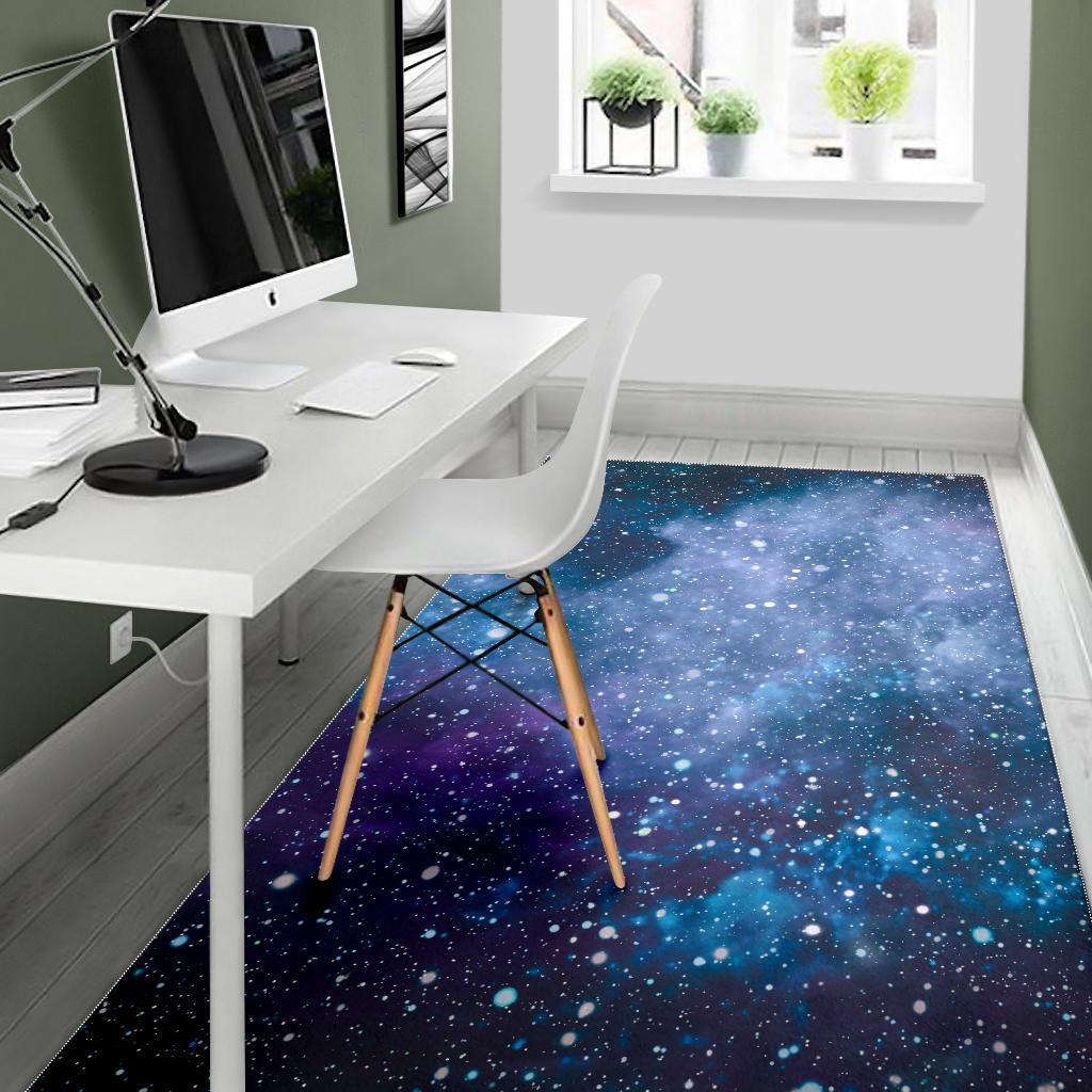 Blue Cloud Starfield Galaxy Space Print Area Rug