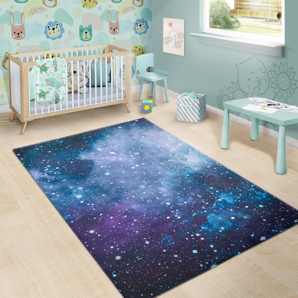 Blue Cloud Starfield Galaxy Space Print Area Rug