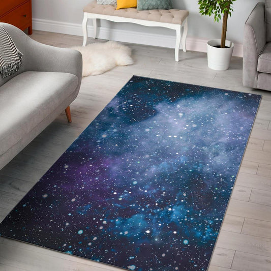 Blue Cloud Starfield Galaxy Space Print Area Rug