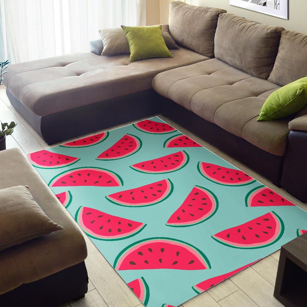 Blue Cute Watermelon Pattern Print Area Rug