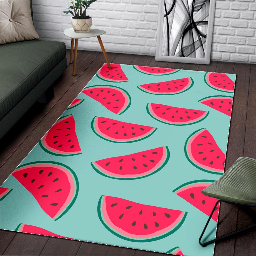 Blue Cute Watermelon Pattern Print Area Rug