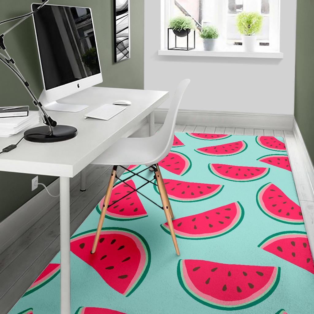 Blue Cute Watermelon Pattern Print Area Rug