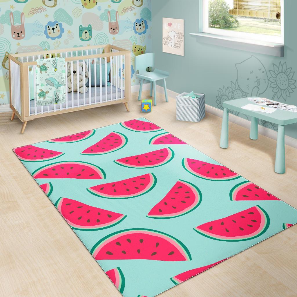 Blue Cute Watermelon Pattern Print Area Rug
