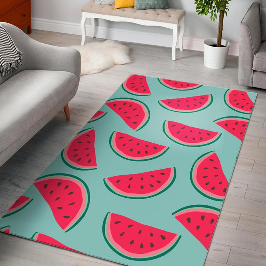 Blue Cute Watermelon Pattern Print Area Rug