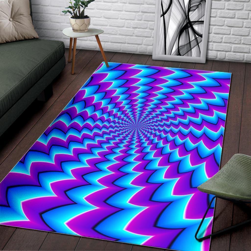 Blue Dizzy Moving Optical Illusion Area Rug