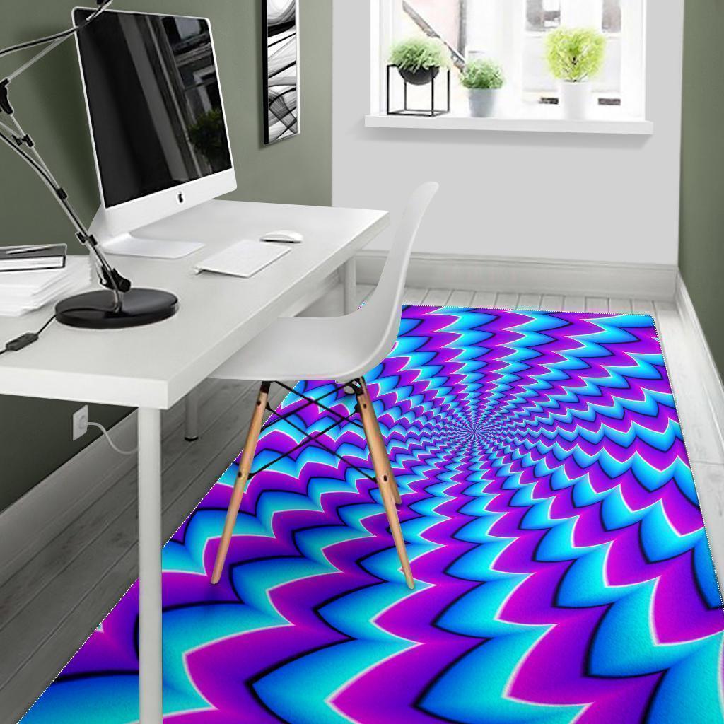 Blue Dizzy Moving Optical Illusion Area Rug