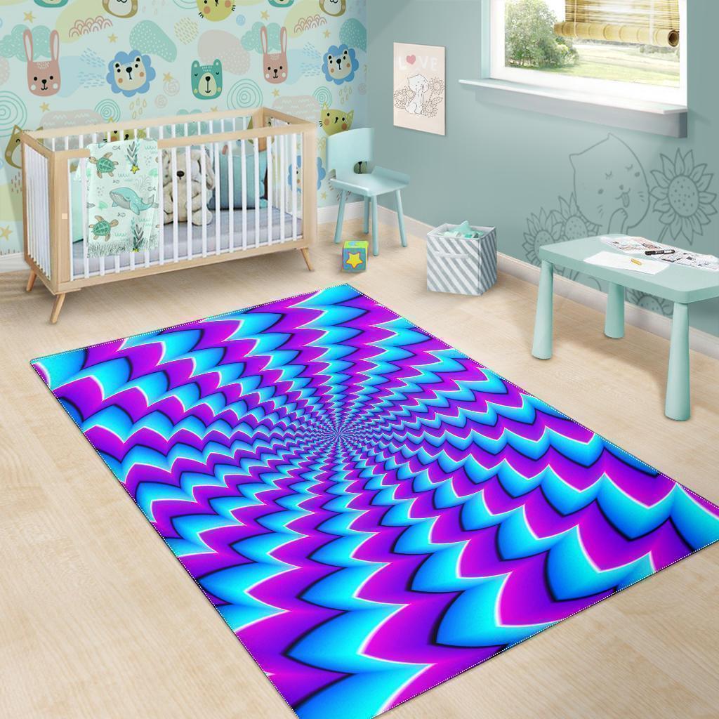 Blue Dizzy Moving Optical Illusion Area Rug