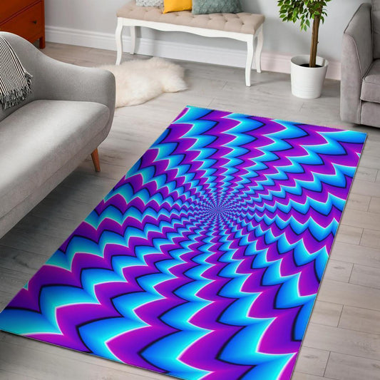 Blue Dizzy Moving Optical Illusion Area Rug