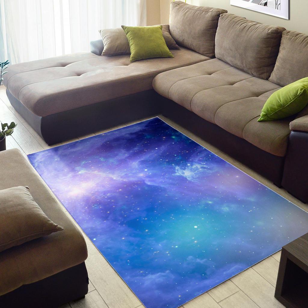 Blue Light Nebula Galaxy Space Print Area Rug