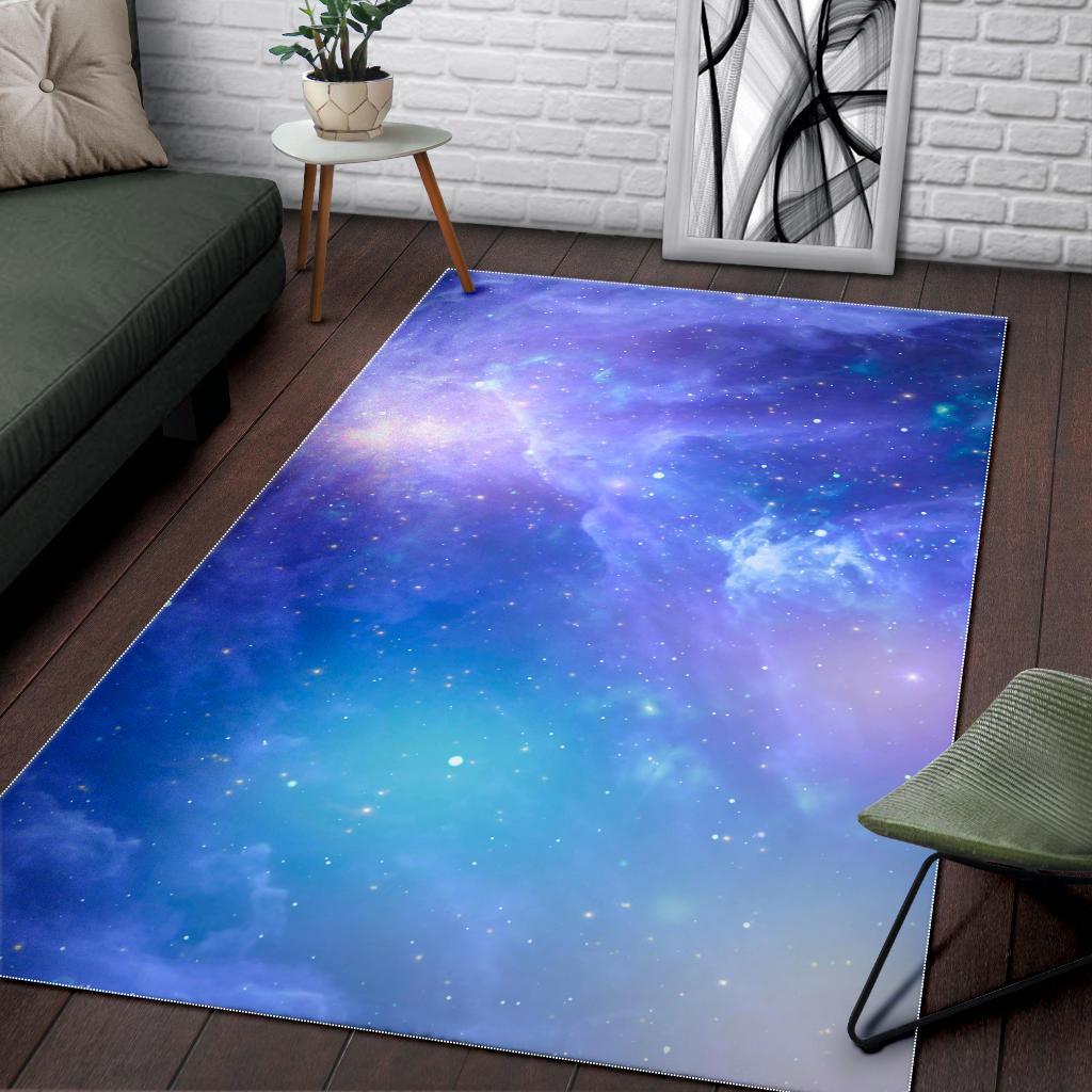 Blue Light Nebula Galaxy Space Print Area Rug