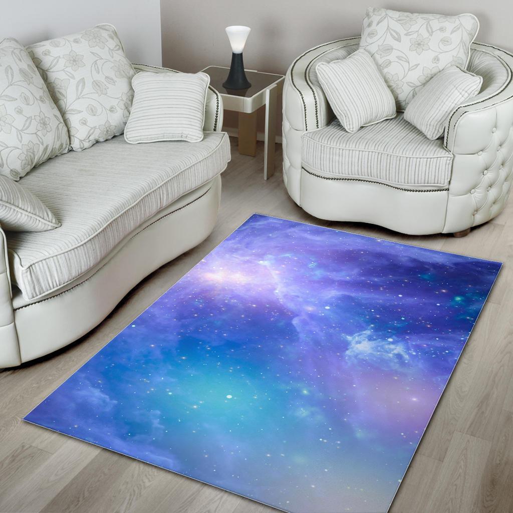 Blue Light Nebula Galaxy Space Print Area Rug