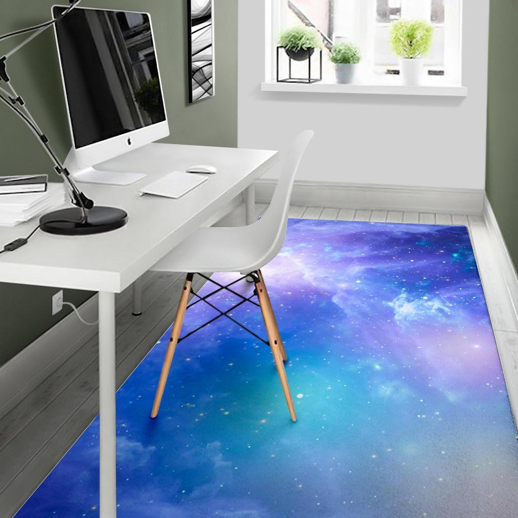 Blue Light Nebula Galaxy Space Print Area Rug
