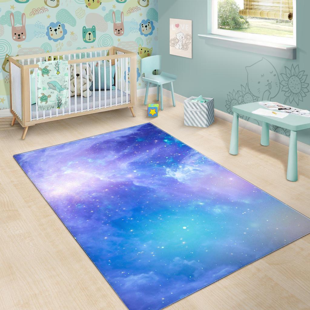 Blue Light Nebula Galaxy Space Print Area Rug