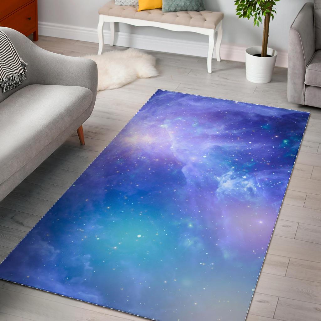 Blue Light Nebula Galaxy Space Print Area Rug