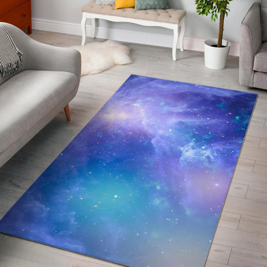 Blue Light Nebula Galaxy Space Print Area Rug