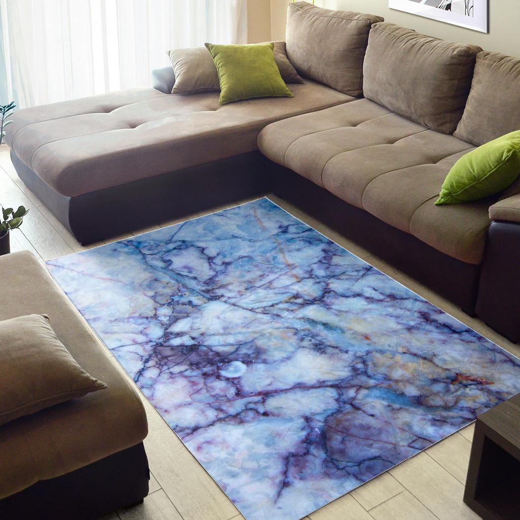 Blue Marble Print Area Rug