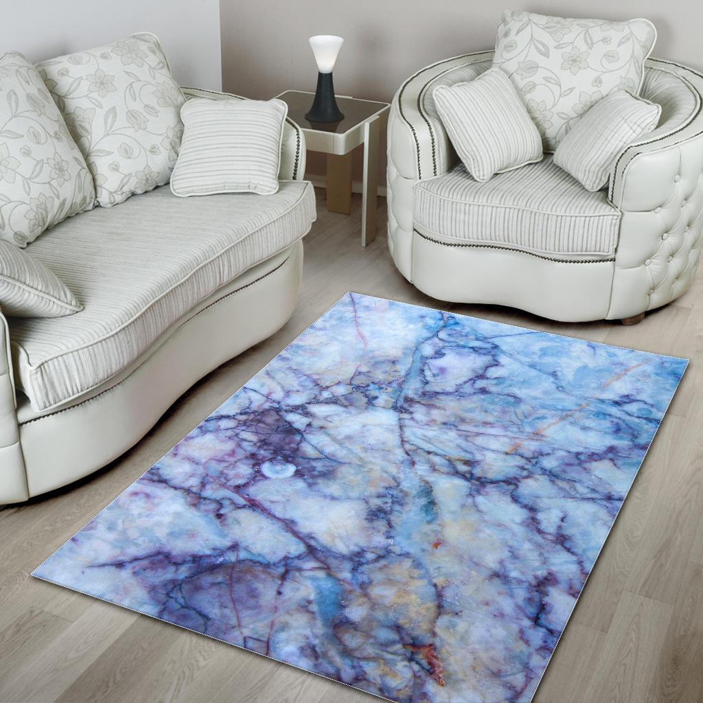 Blue Marble Print Area Rug