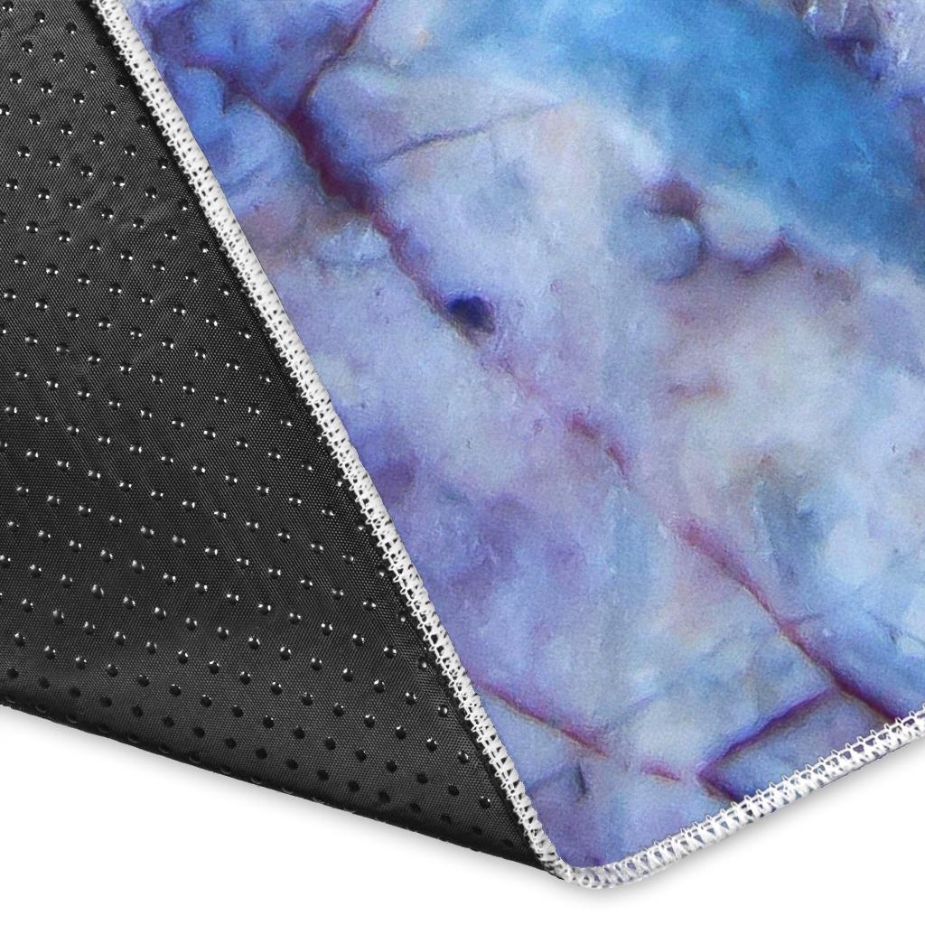 Blue Marble Print Area Rug