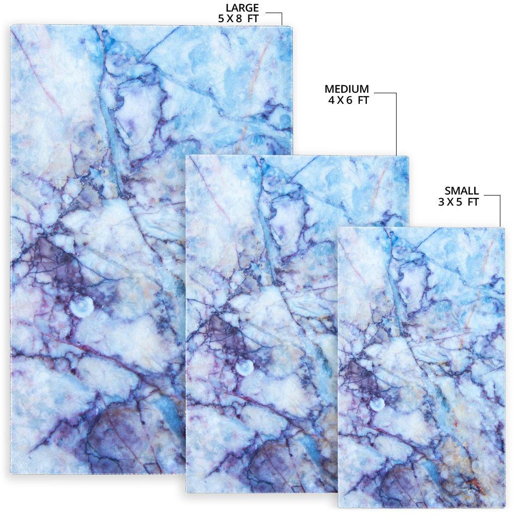 Blue Marble Print Area Rug