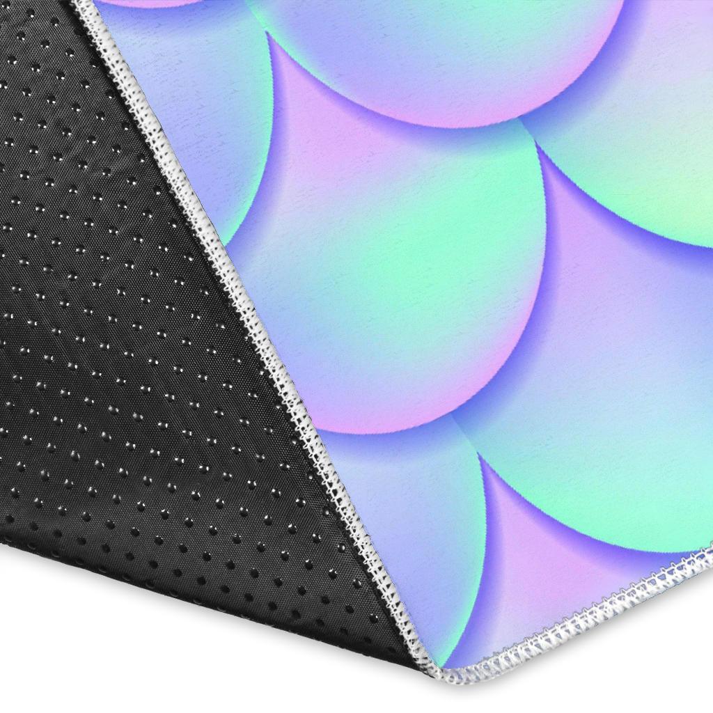 Blue Mermaid Scales Pattern Print Area Rug