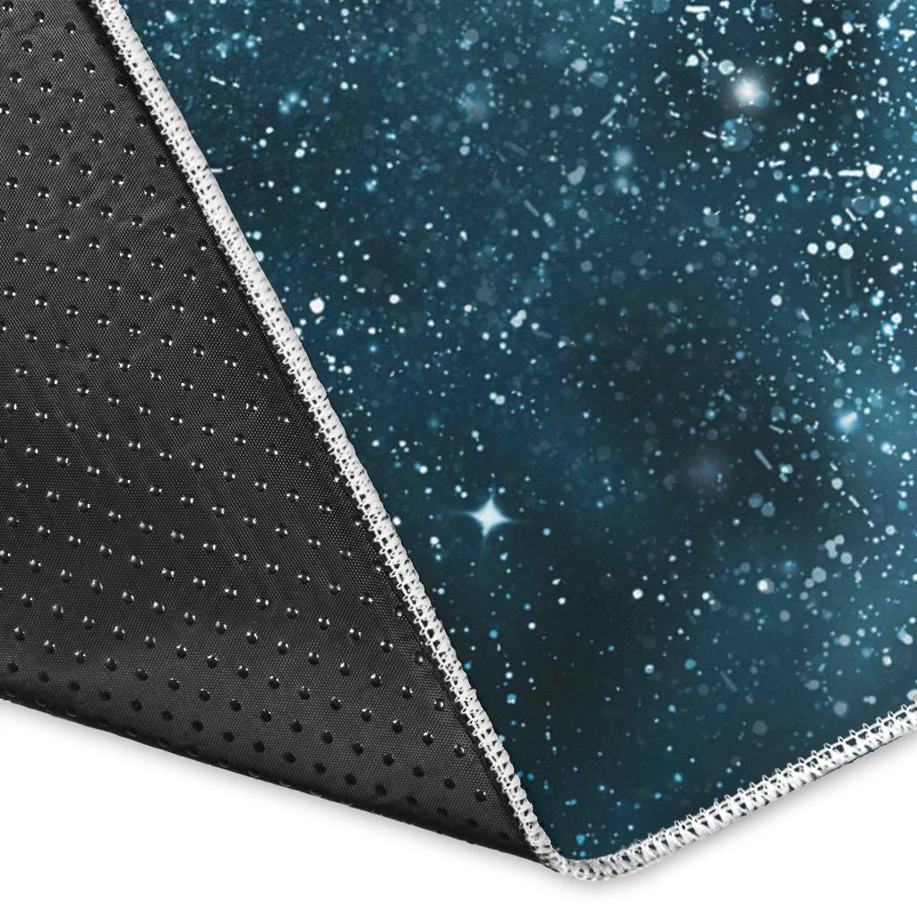 Blue Orange Stardust Galaxy Space Print Area Rug