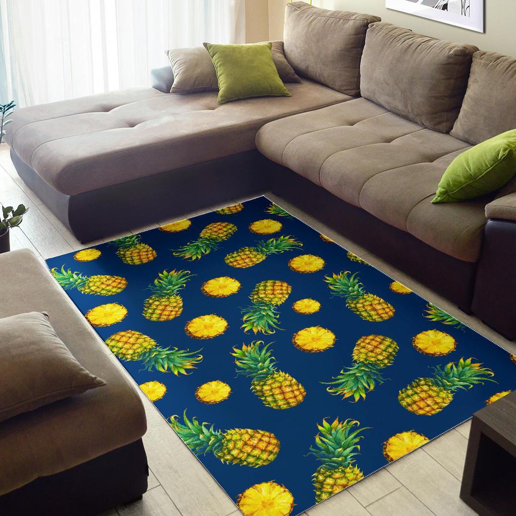 Blue Pineapple Pattern Print Area Rug