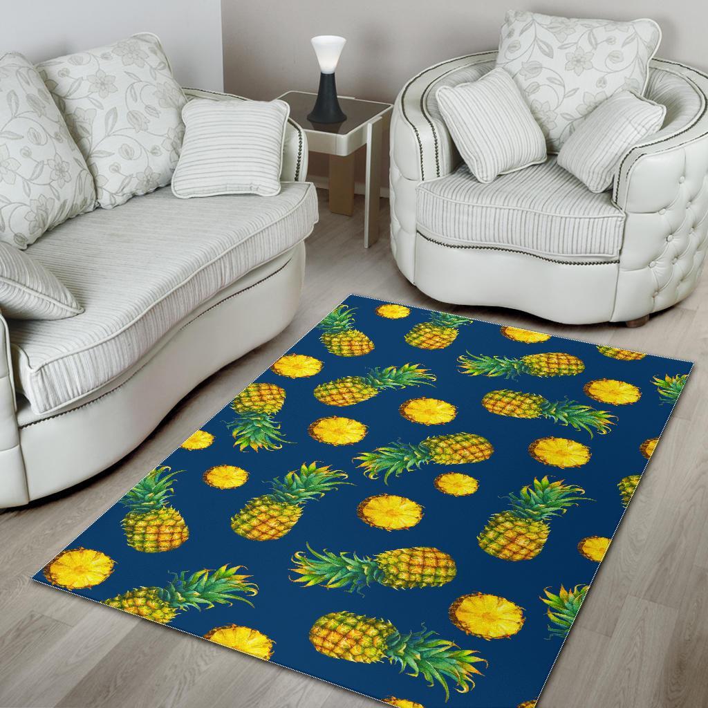 Blue Pineapple Pattern Print Area Rug