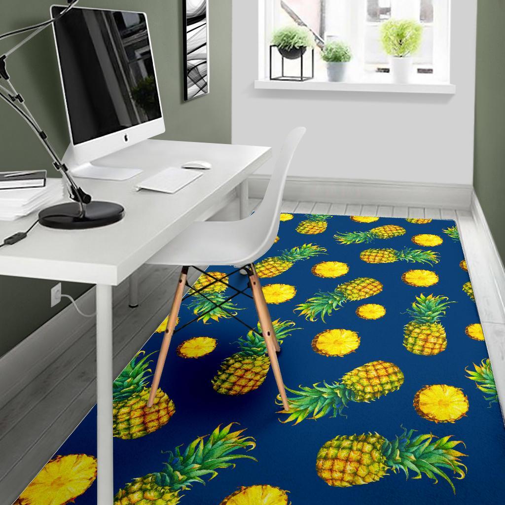 Blue Pineapple Pattern Print Area Rug