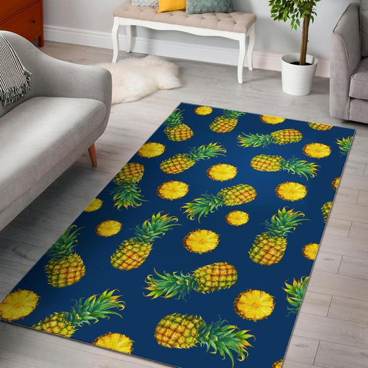 Blue Pineapple Pattern Print Area Rug