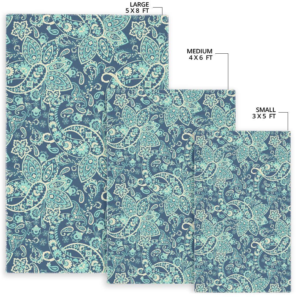 Blue Sky Paisley Bohemian Pattern Print Area Rug